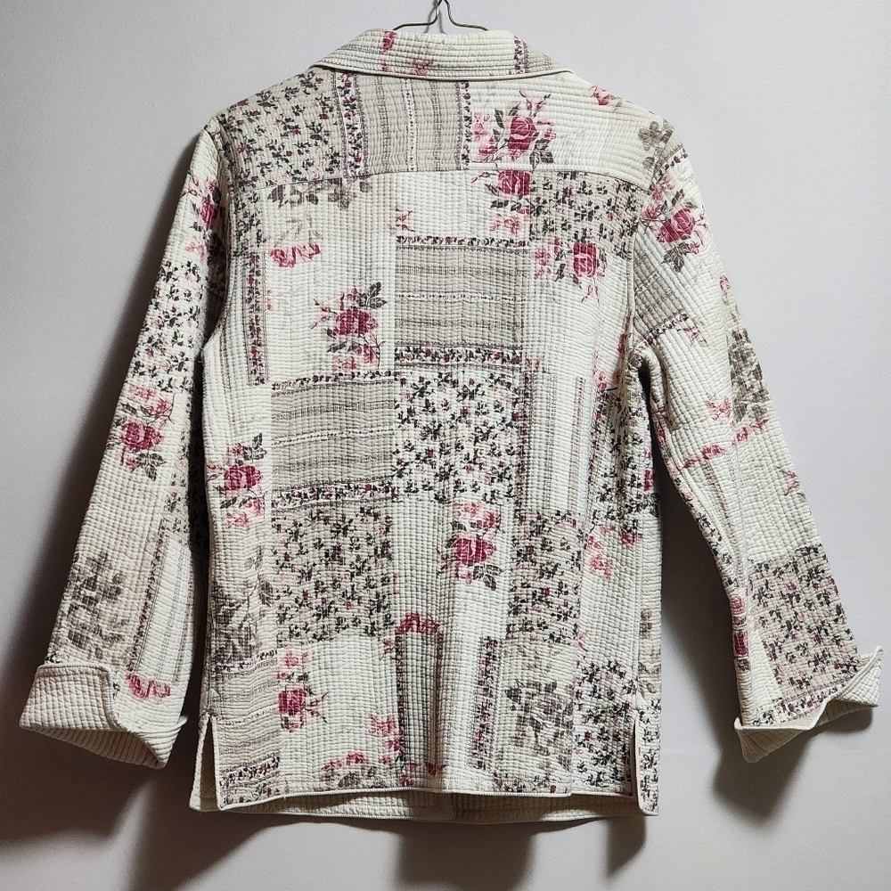 Vintage Northern Reflections reversible quilted patchwork floral jacket cream - Picture 6 of 8